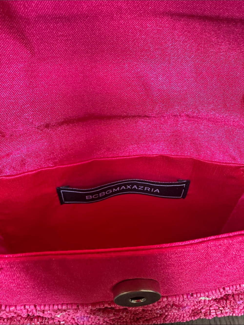 BCBGMaxAzria Pink Floral Beaded Shoulder Handbag Purse - Picture 7 of 14